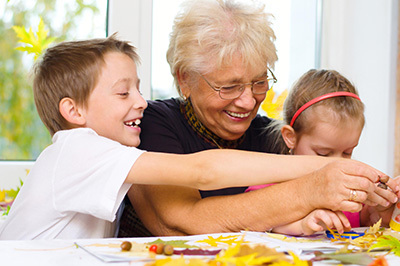 Grandma playing with grandchildren