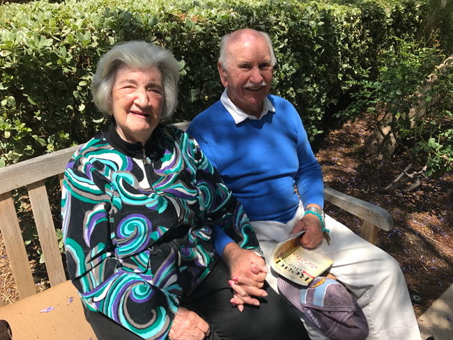 Mary and Cyril under the jacaranda tree