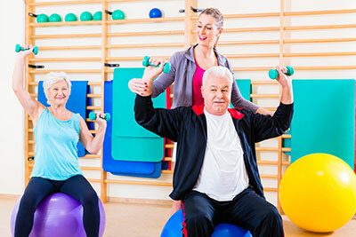 Elderly people while doing exercise
